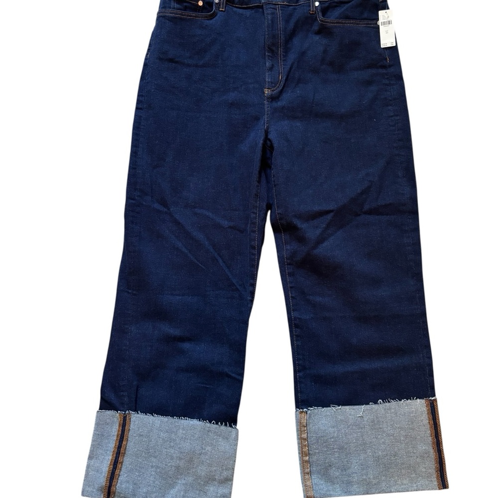 NWT PILCRO By Anthropologie High-Rise Cuff Flocked Jeans Women's Size 33.